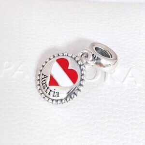 Pandora Australia Heart Flag Dangle Charm S925 Silver with box